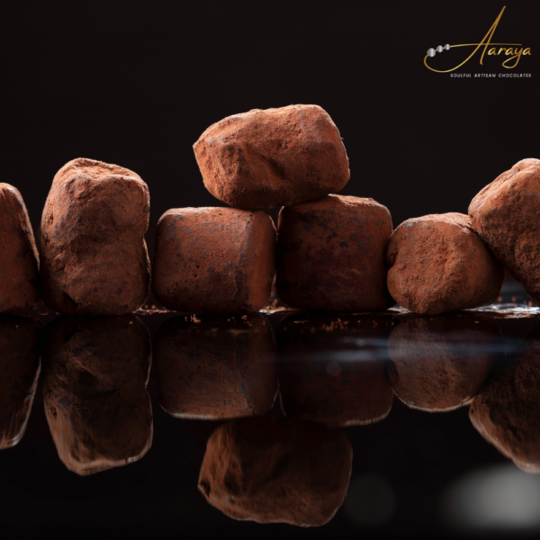 Hazelnut Truffle: Aaraya Chocolates' decadent creation, a perfect blend of velvety ganache and crunchy hazelnuts for a luxurious chocolate experience.