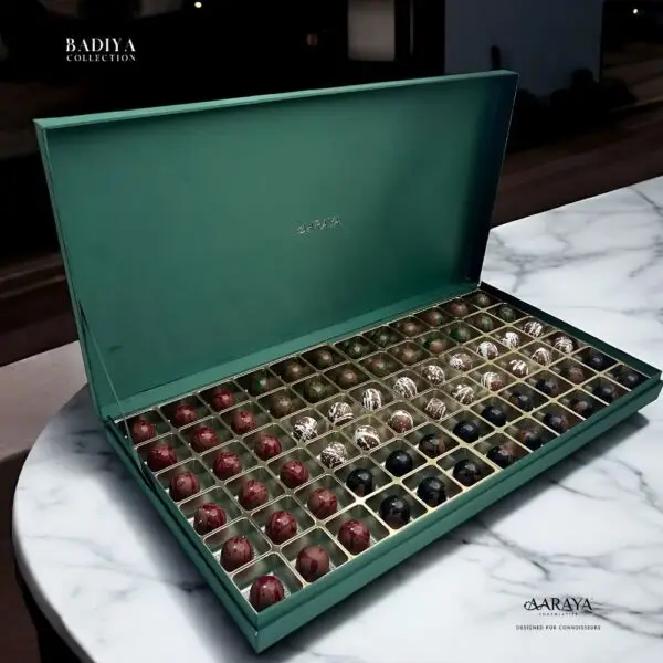 Luxurious handcrafted chocolates by AARAYA® Chocolatier, elegantly packaged and crafted with the finest ingredients for a premium chocolate experience. Perfect for gifting, special occasions, or indulgent moments, offering a blend of exquisite flavors and textures