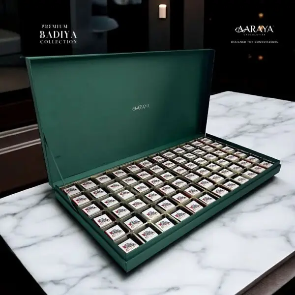 Luxurious handcrafted chocolates by AARAYA® Chocolatier, elegantly packaged and crafted with the finest ingredients for a premium chocolate experience. Perfect for gifting, special occasions, or indulgent moments, offering a blend of exquisite flavors and textures