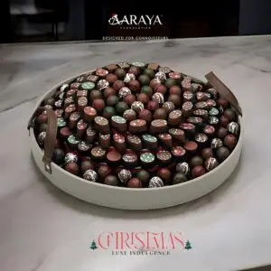 Festive Chocolate Collection Luxe Indulgence by AARAYA® – 150 premium assorted luxury chocolates in elegant packaging, perfect for Christmas gifting.